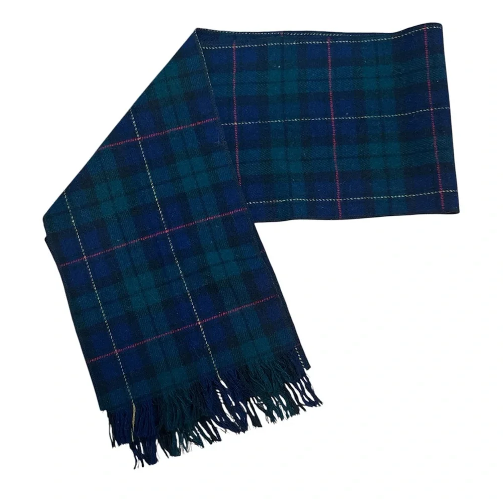 Vintage Wool‎ scarf tartan plaid made in Korea Dark Academia